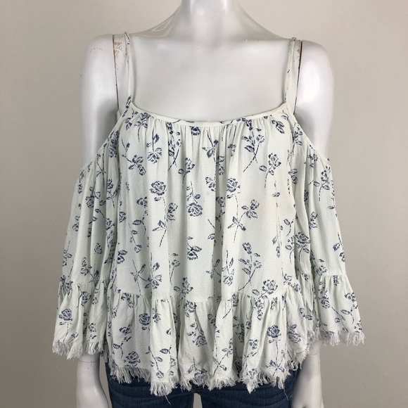 Molly Green Size S Floral Cold Shoulder Top - Picture 1 of 5